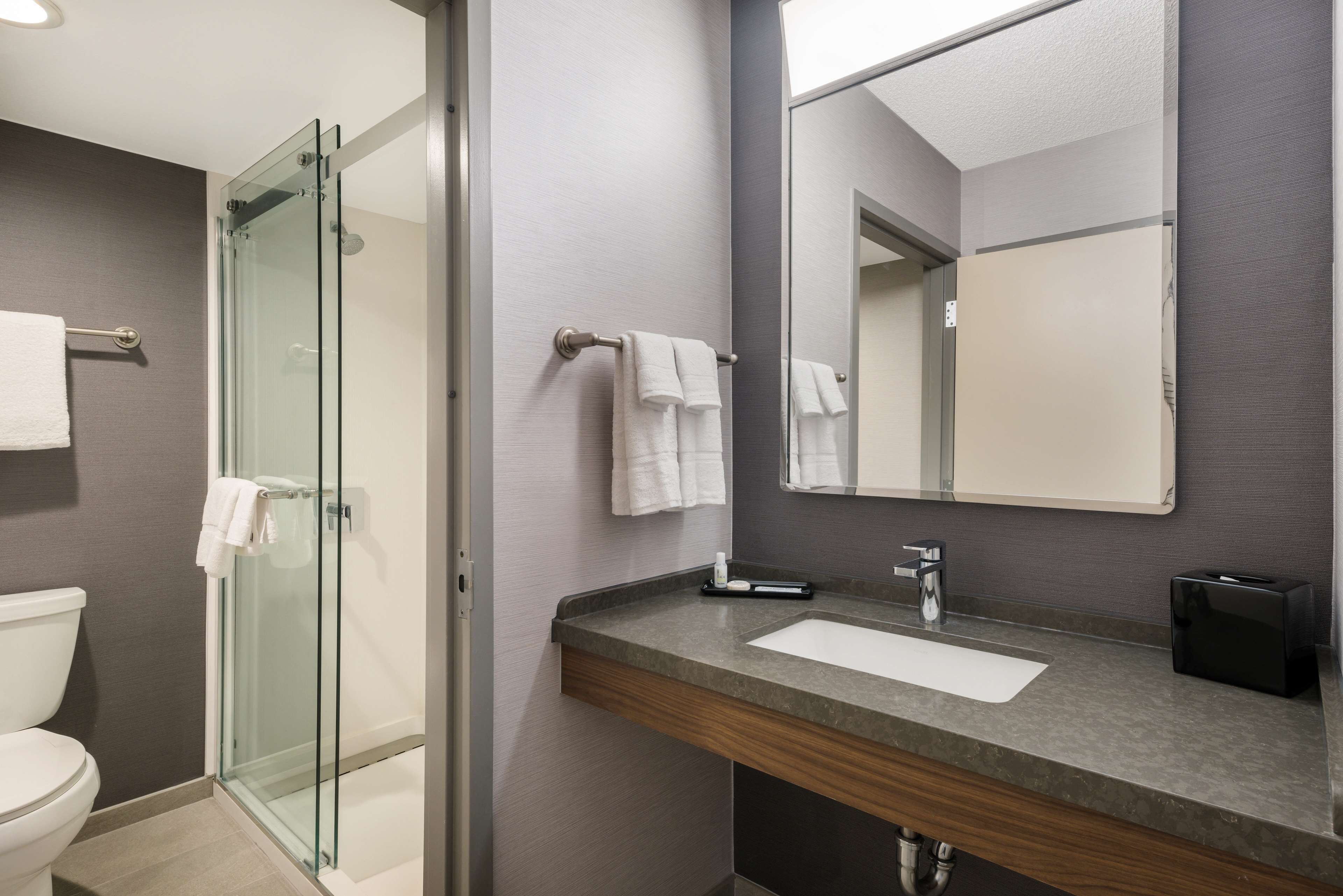 deluxe room, 2 queen beds | bathroom | combined shower/bathtub, free toiletries, hair dryer, towels