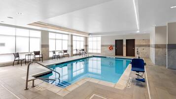 Indoor pool, open 9:00 AM to 9:00 PM, sun loungers