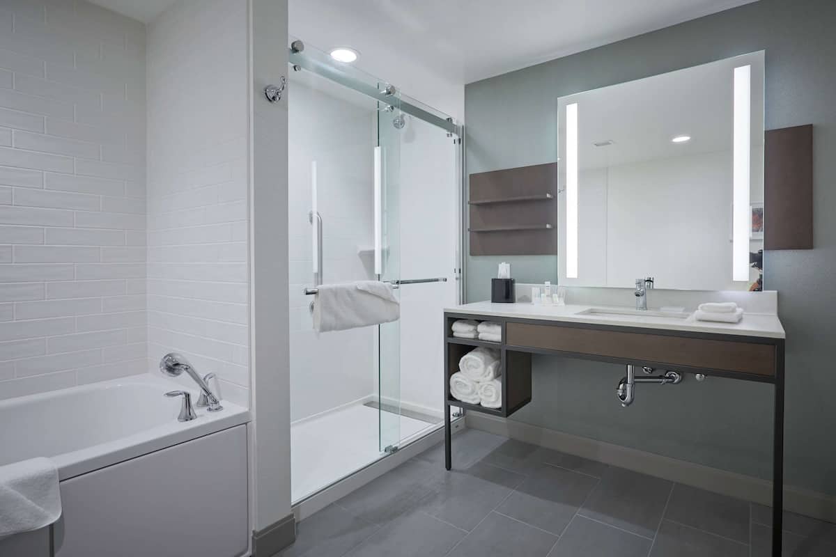 free toiletries, hair dryer, towels