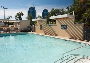 Seasonal outdoor pool, open 6:00 AM to 10:00 PM, sun loungers