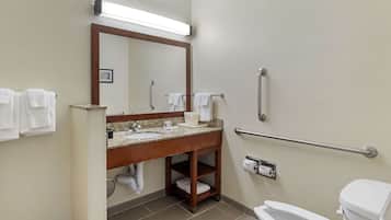 Suite, 1 King Bed with Sofa bed, Accessible, Non Smoking | Bathroom | Combined shower/bathtub, free toiletries, hair dryer, towels