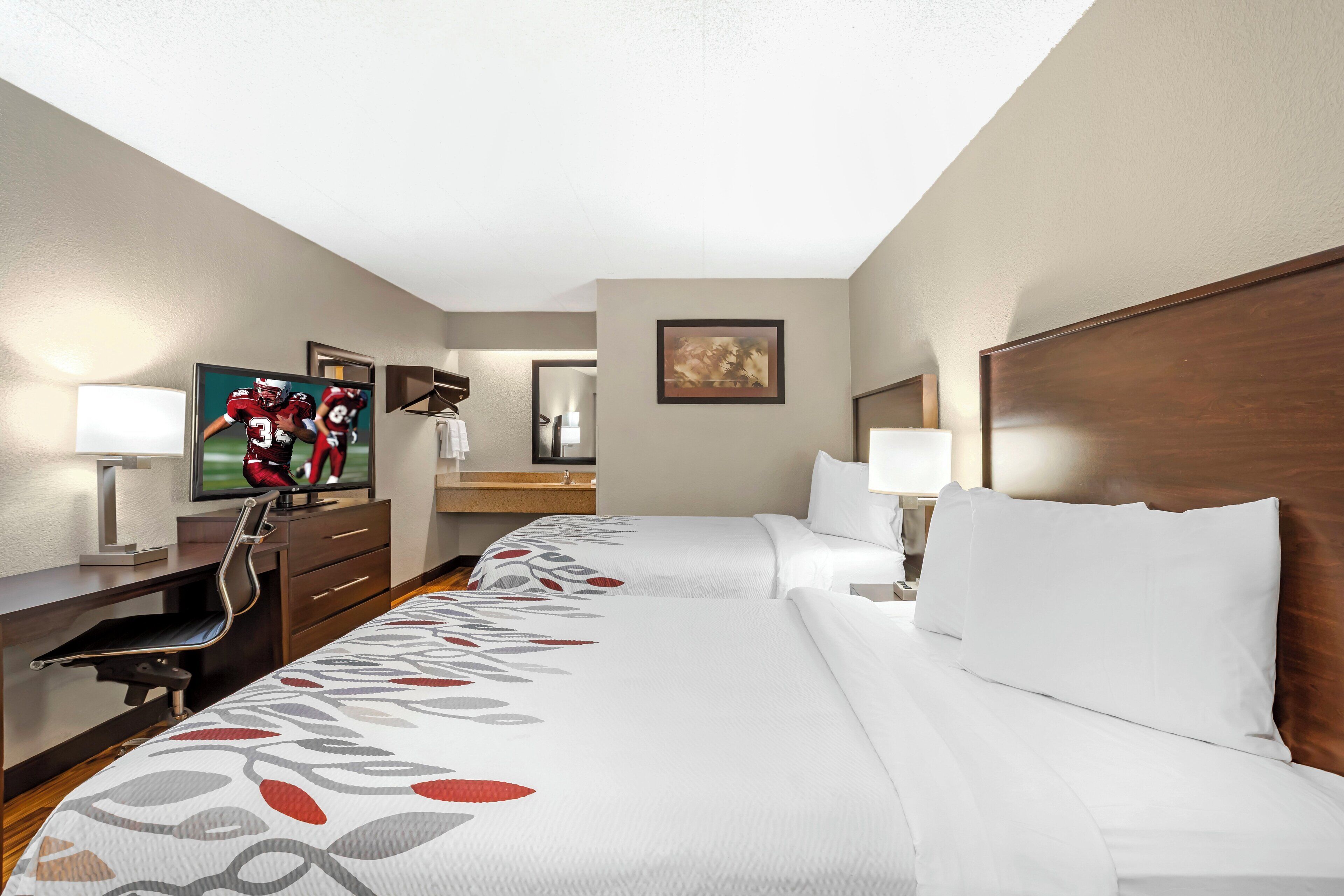 Standard Room, 2 Double Beds, Non Smoking | In-room safe, desk, blackout curtains, free cots/infant beds