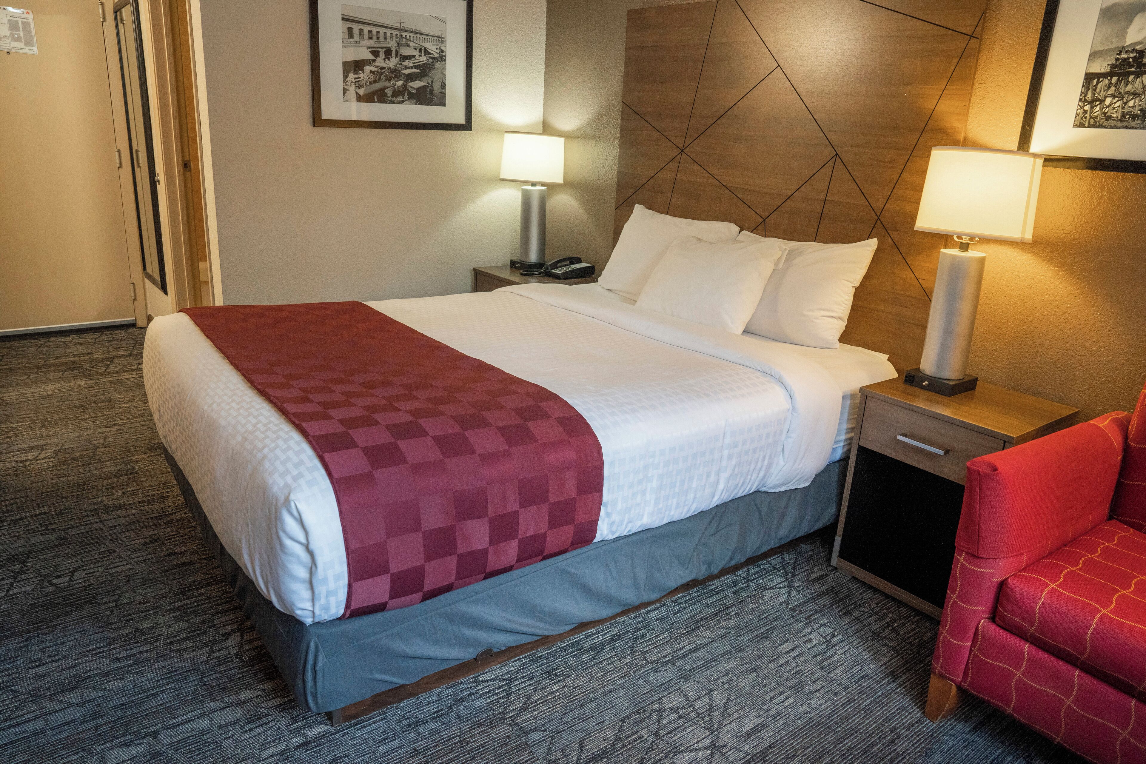 desk, blackout curtains, iron/ironing board, free cots/infant beds