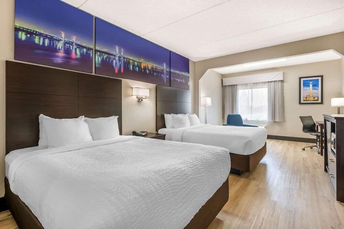 Premium bedding, pillow-top beds, desk, iron/ironing board