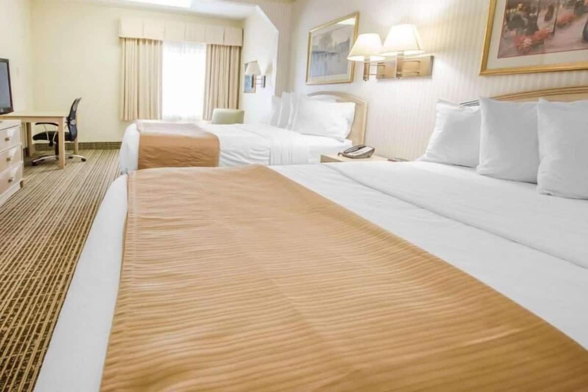 Premium bedding, pillow-top beds, desk, iron/ironing board