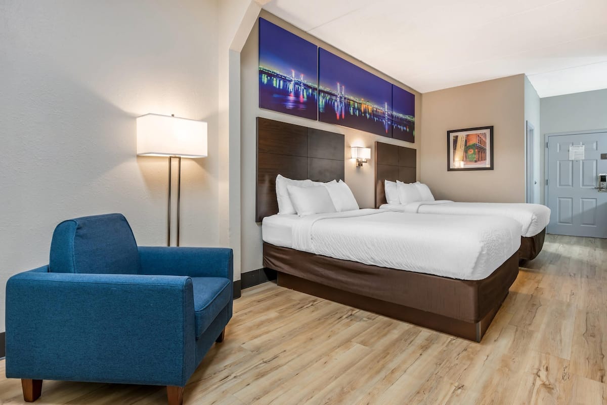Room, 2 Queen Beds, Non Smoking (Upgrade) | Premium bedding, pillowtop beds, desk, iron/ironing board
