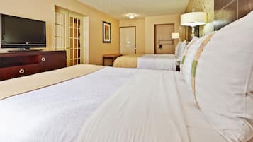 Premium bedding, desk, blackout drapes, iron/ironing board