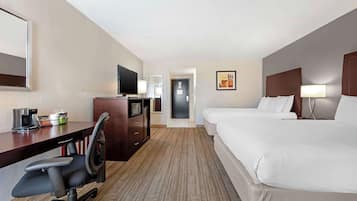 Standard Room, 2 Queen Beds, Non Smoking, Refrigerator & Microwave | Desk, laptop workspace, blackout drapes, iron/ironing board