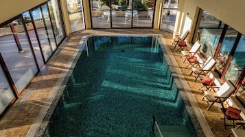 Indoor pool, outdoor pool, open 8:00 AM to 7:00 PM, pool umbrellas