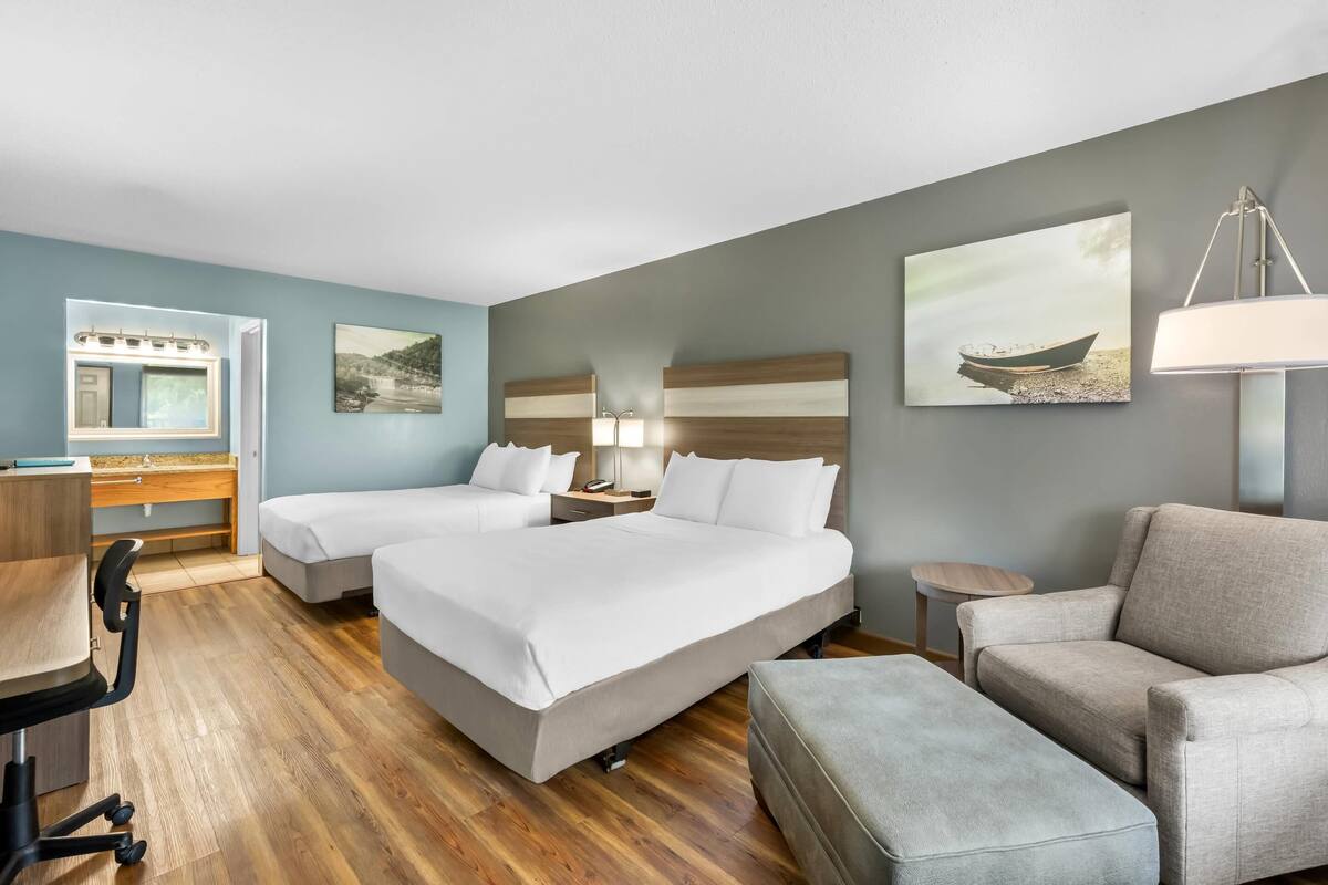 Standard Room, 2 Double Beds, Non Smoking | Iron/ironing board, cribs (free), rollaway beds (surcharge), WiFi (free)
