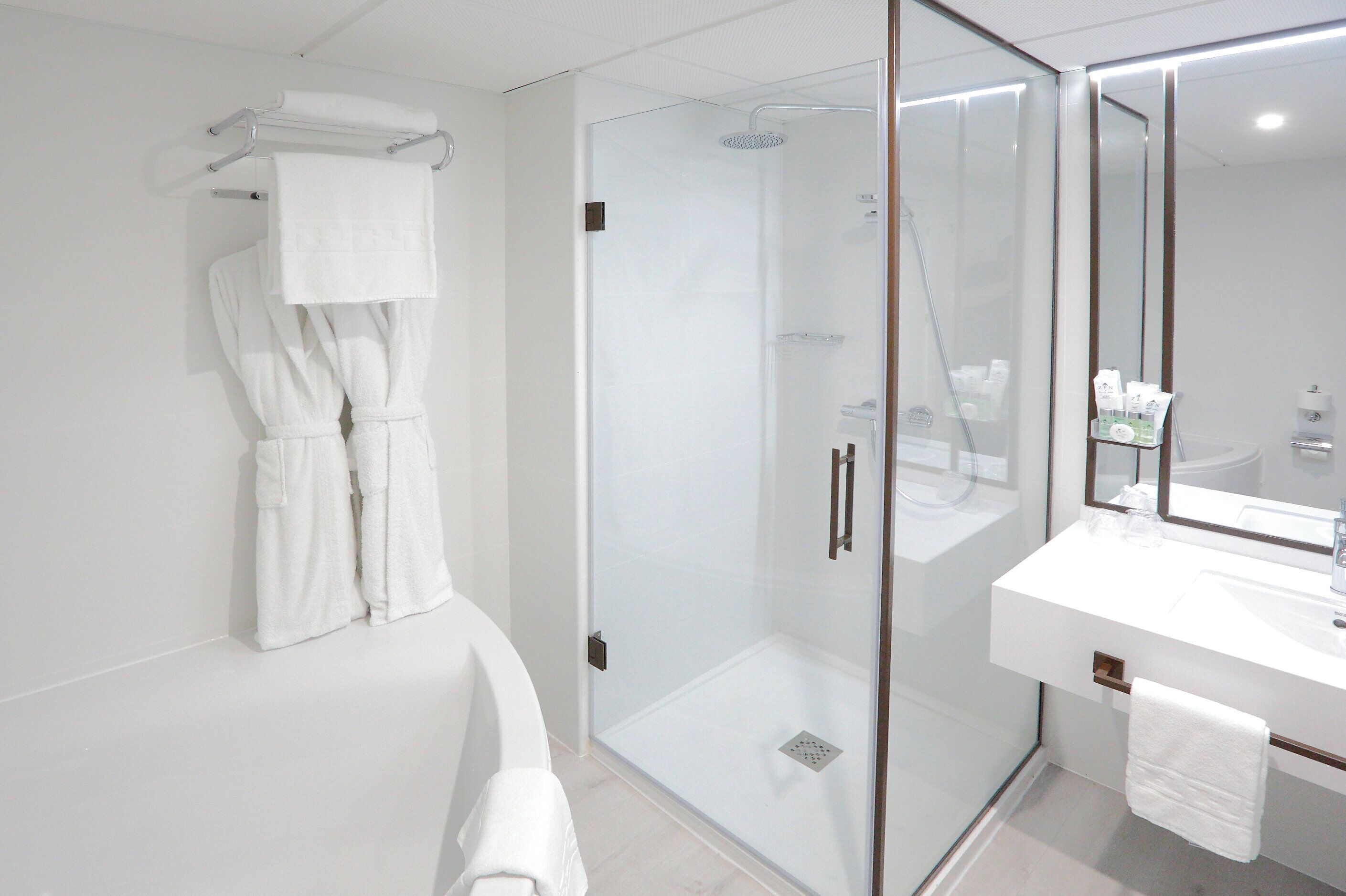 free toiletries, hair dryer, towels