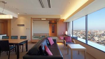 Residential suite, Non smoking, For 3 or more guests, the futon setup will be a self-service. | Living area | LCD TV