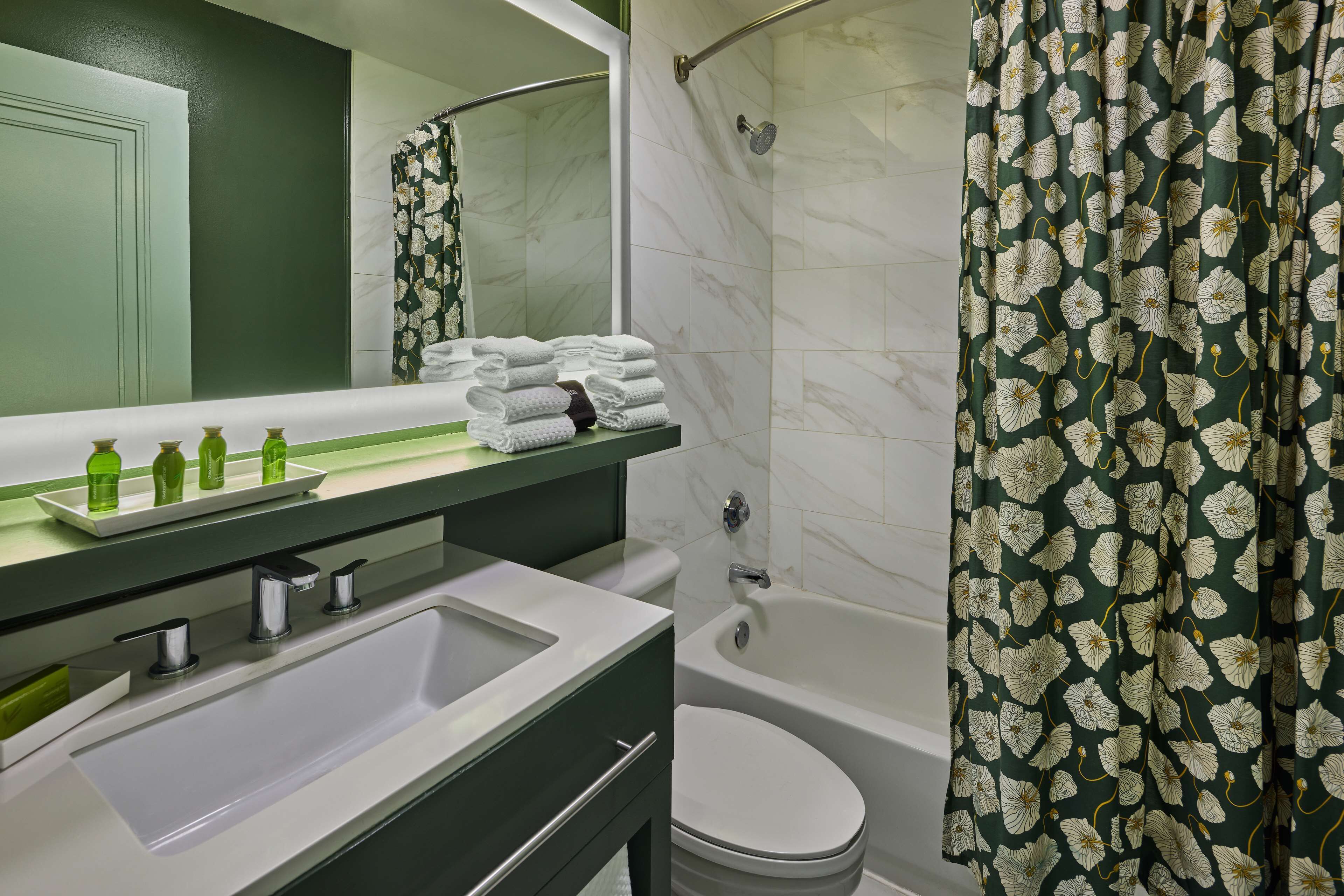 suite, 1 queen bed | bathroom | combined shower/bathtub, free toiletries, towels, shampoo