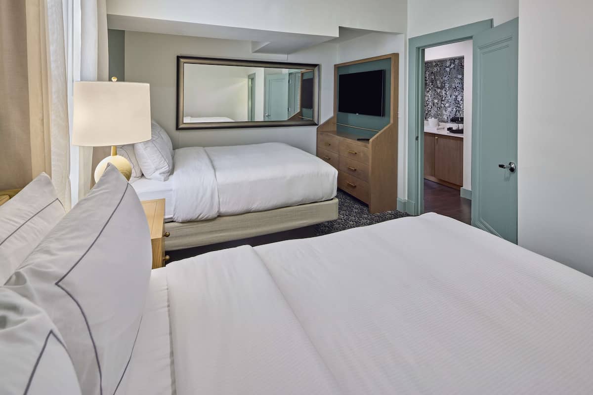 suite, 2 queen beds | premium bedding, in-room safe, free wifi, bed sheets