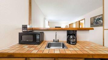 Fridge, microwave, coffee/tea maker