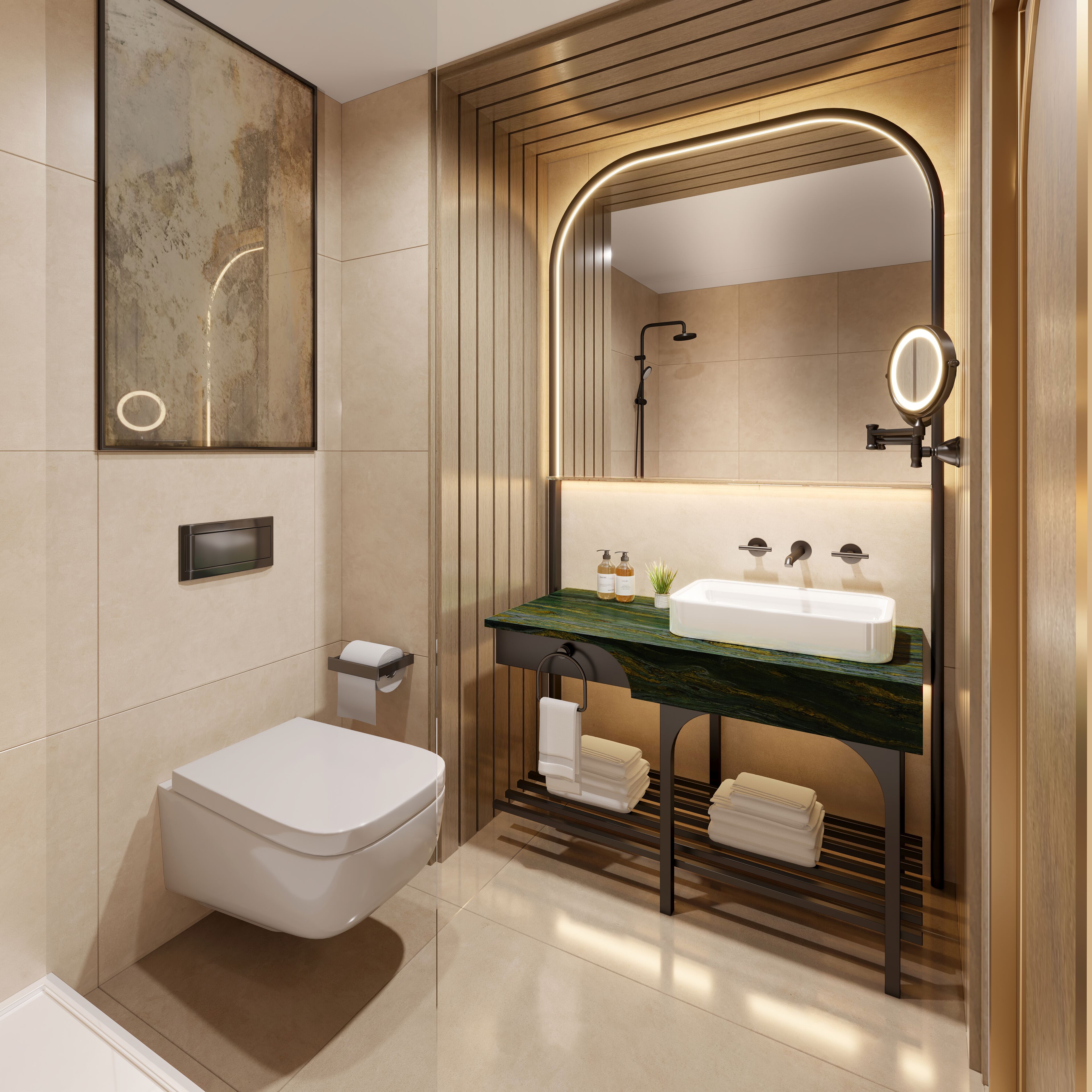 free toiletries, hair dryer, towels