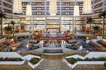 Hotel entrance and lobby at JW Marriott Desert Springs Resort & Spa