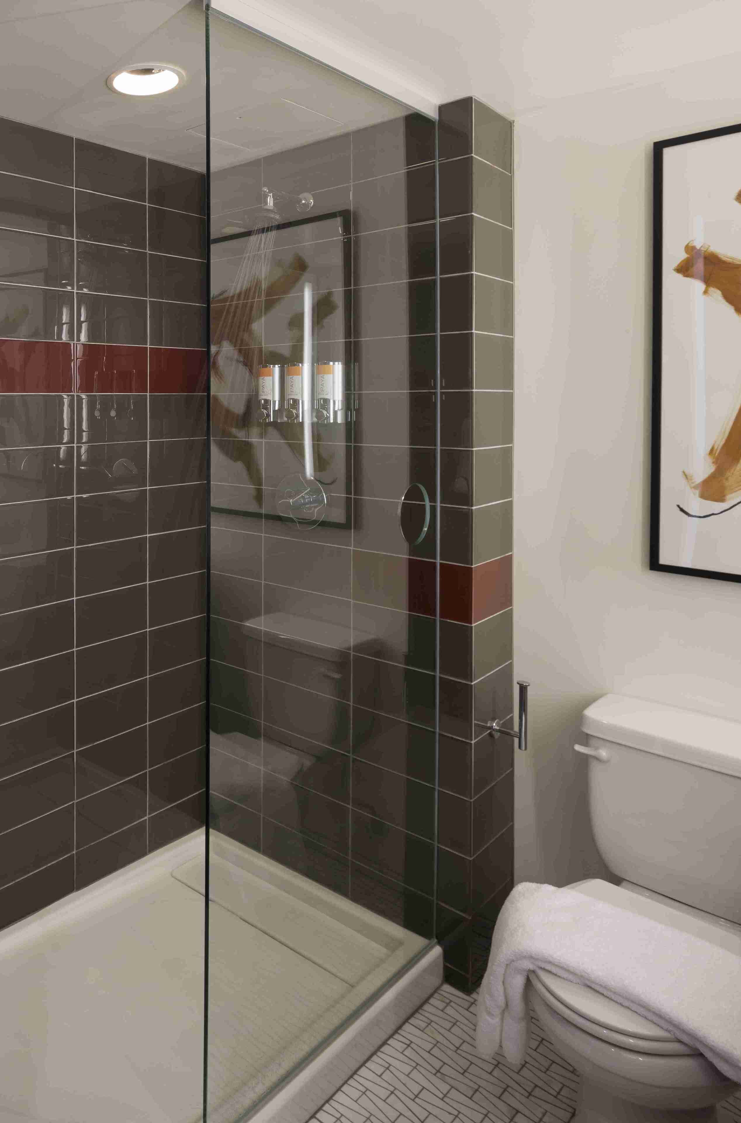 shower, eco-friendly toiletries, hair dryer, bathrobes