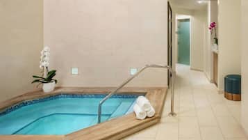 Outdoor pool, pool umbrellas, pool loungers
