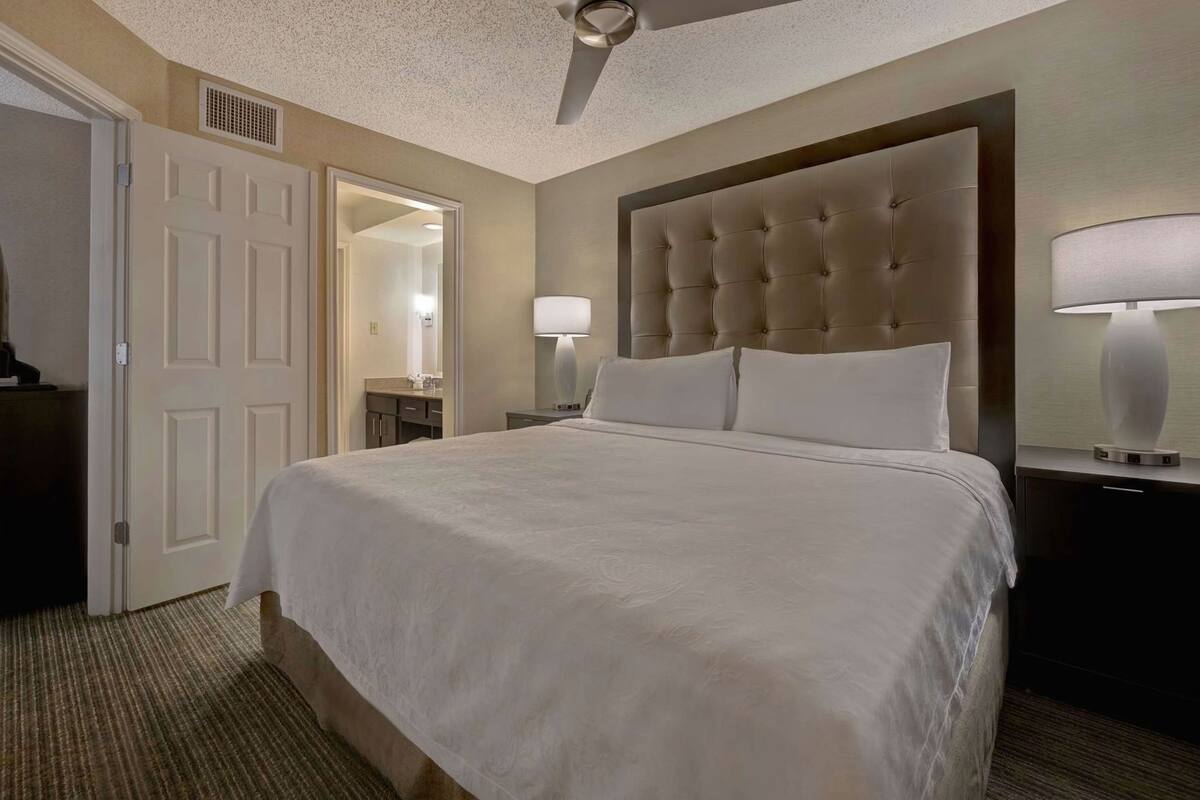 Premium bedding, pillowtop beds, desk, blackout drapes