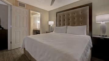 Premium bedding, pillowtop beds, desk, blackout drapes