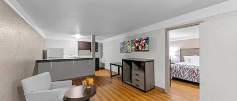 Desk, blackout curtains, iron/ironing board, free cots/infant beds