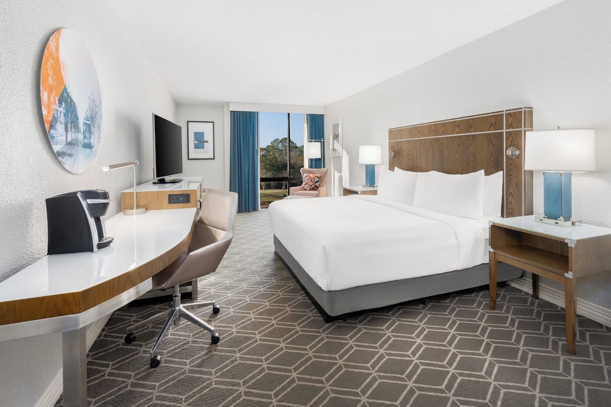 In-room safe, desk, laptop workspace, blackout curtains