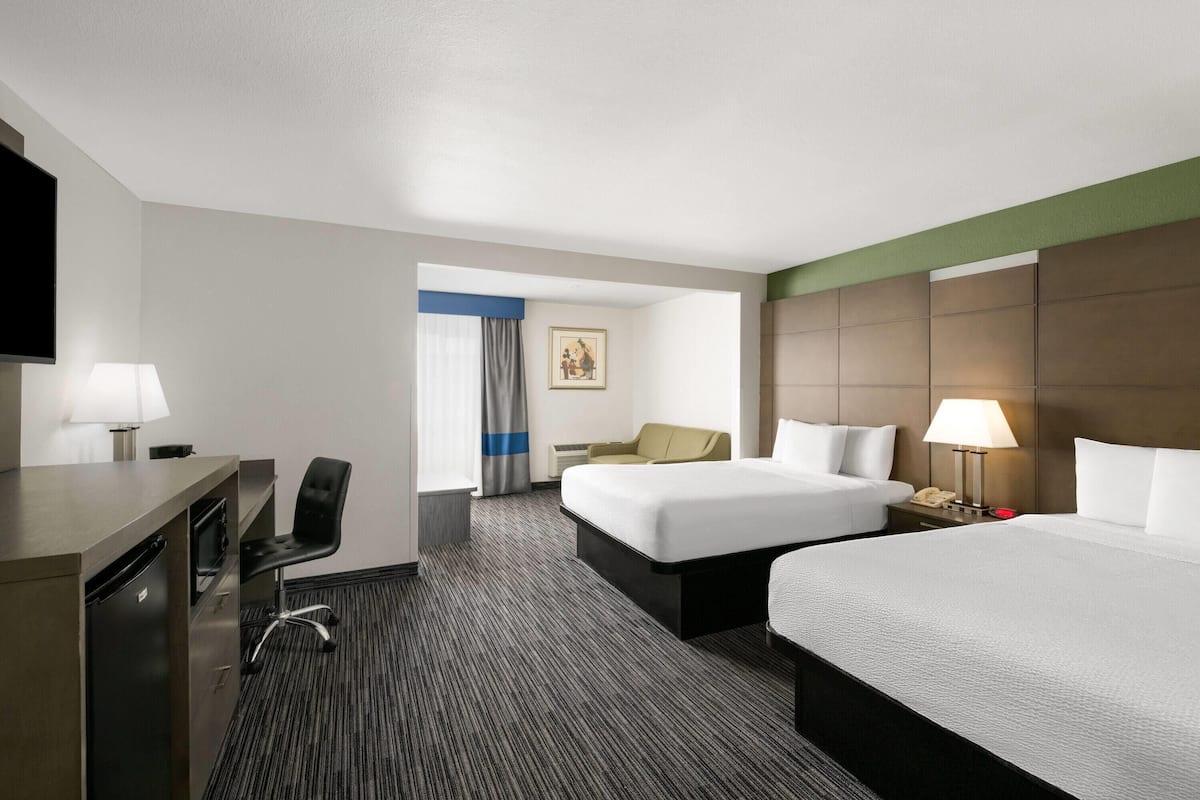 Suite, 2 Queen Beds, Accessible, Non Smoking (Roll-In Shower) | Desk, blackout curtains, iron/ironing board, free cots/infant beds