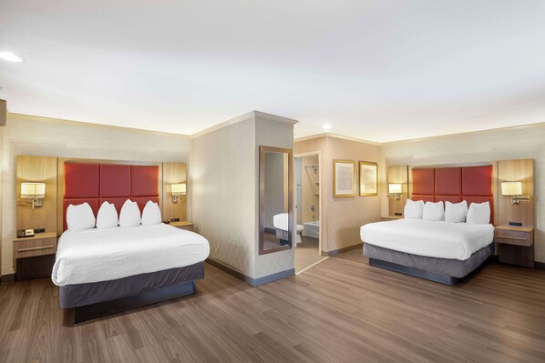 Standard Room, 2 Queen Beds, Non Smoking, Microwave (Oversized Room) | Desk, laptop workspace, blackout drapes, iron/ironing board