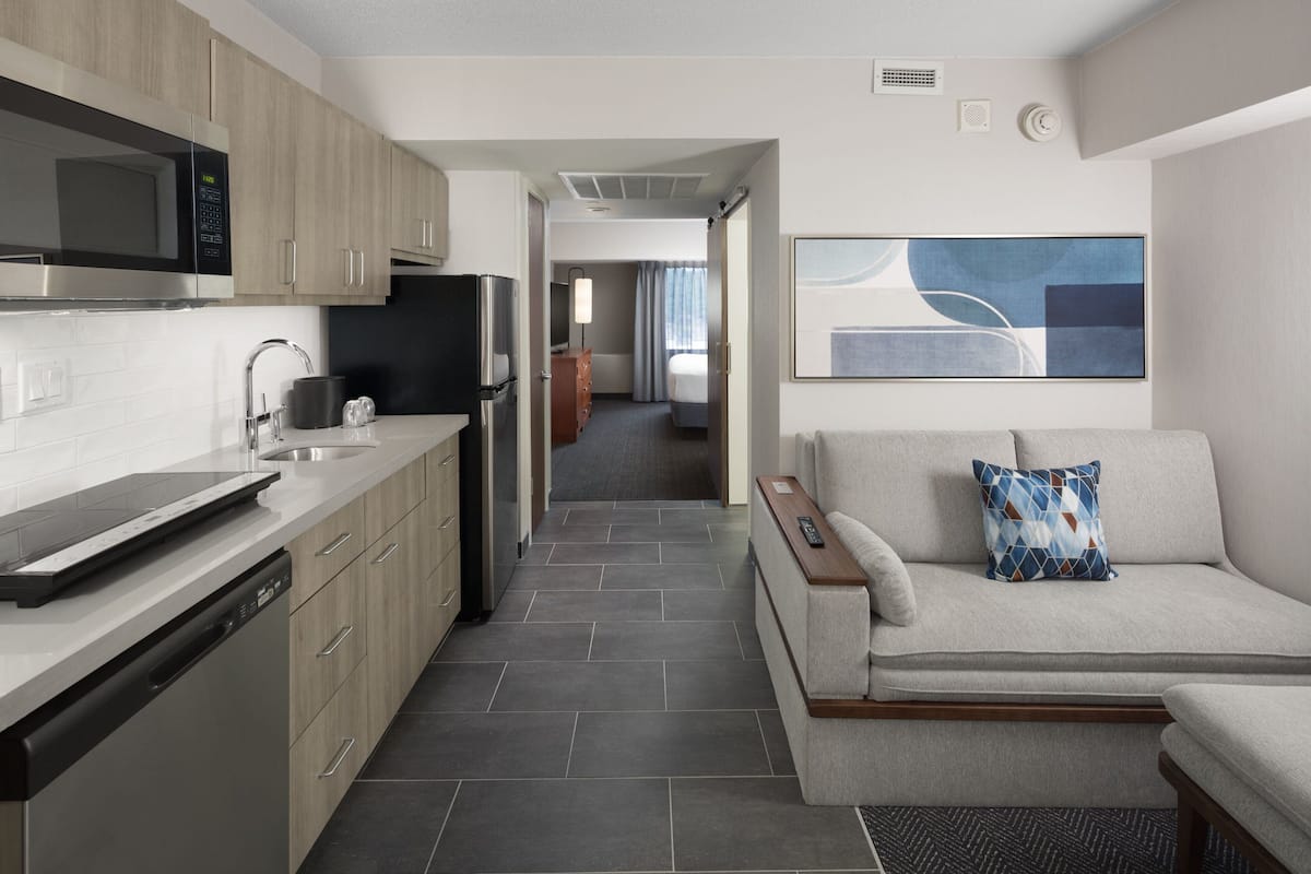 junior suite, 1 king bed with sofa bed | premium bedding, desk, laptop workspace, iron/ironing board