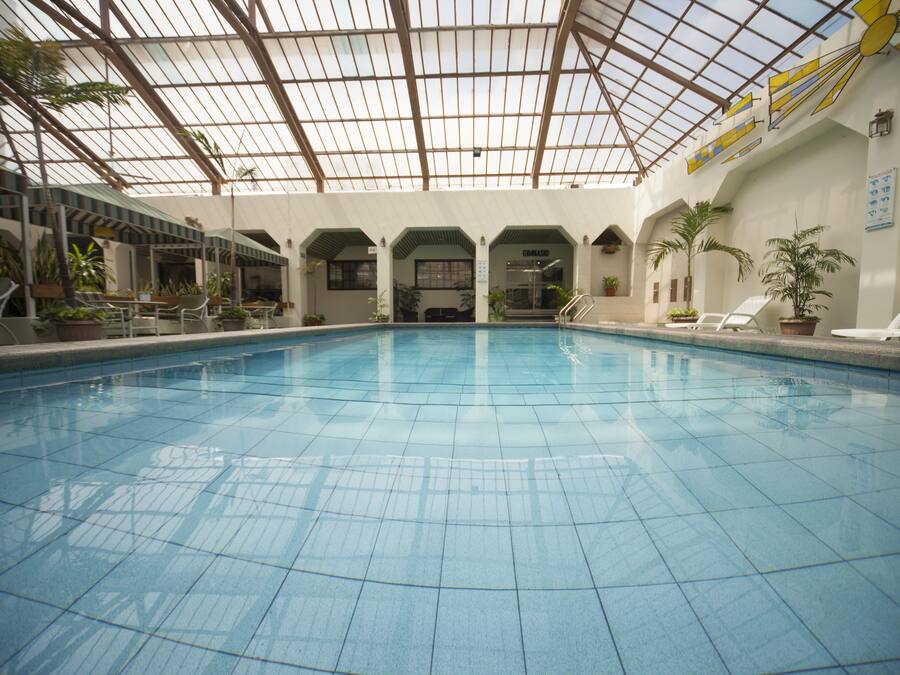 Indoor pool, open 8:00 AM to 10 PM, sun loungers
