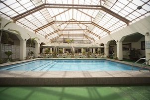 Indoor pool, open 8:00 AM to 10 PM, sun loungers