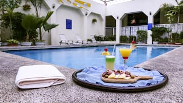 Indoor pool, open 8:00 AM to 10 PM, sun loungers