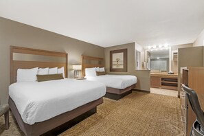 Standard Room, 2 Queen Beds, Accessible, Refrigerator & Microwave (Refrigerator & Microwave) | 1 bedroom, desk, laptop workspace, iron/ironing board