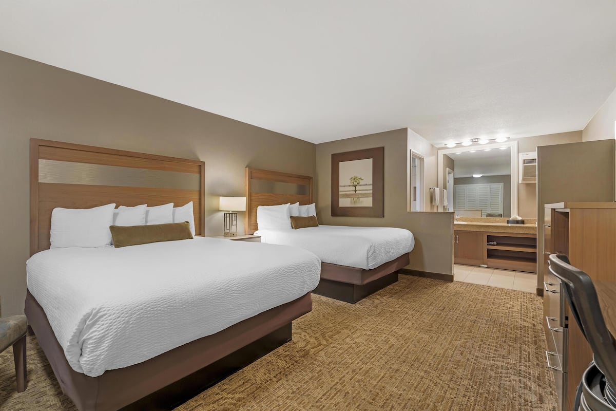 Standard Room, 2 Queen Beds, Accessible, Refrigerator & Microwave (Refrigerator & Microwave) | 1 bedroom, desk, laptop workspace, iron/ironing board