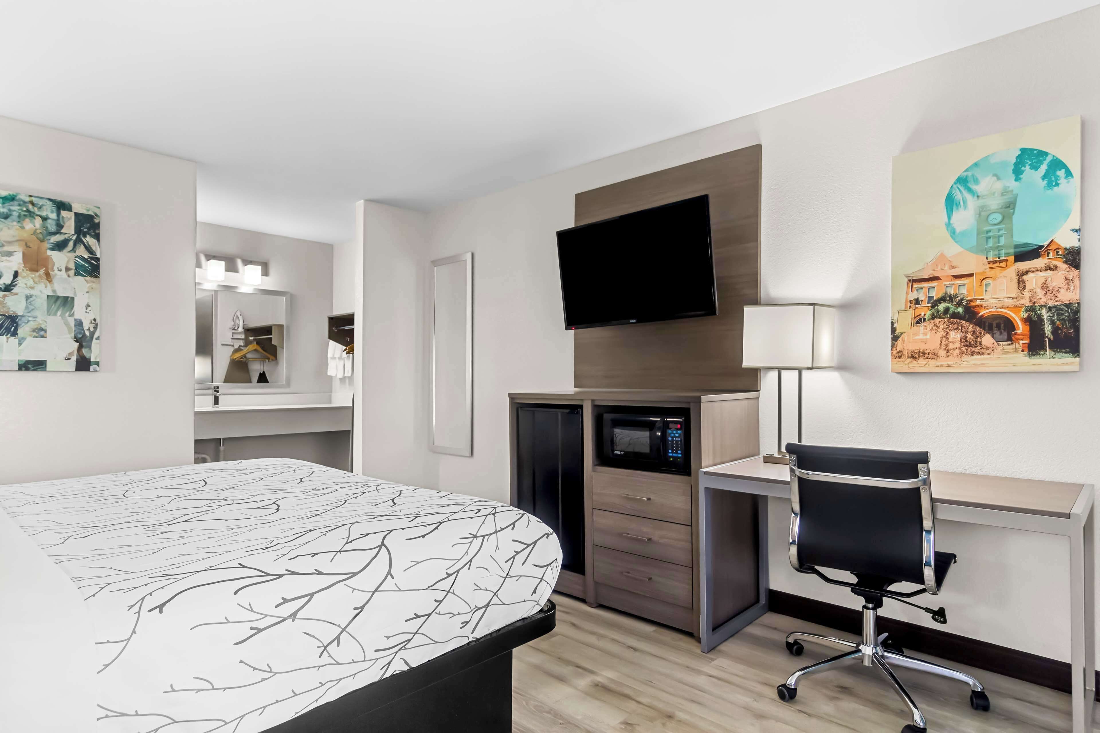 standard room, 1 king bed, non smoking, refrigerator & microwave (shower only) | desk, laptop workspace, iron/ironing board, free wifi