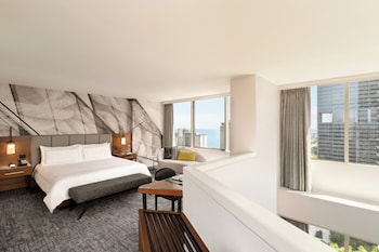 Hotel amenities such as safe, desk and work area at Swissotel - Chicago