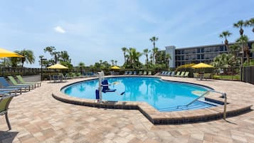 Outdoor pool, pool loungers