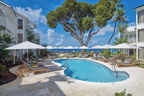 Outdoor pool, pool loungers