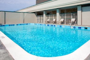 Outdoor pool, open 10:00 AM to 9:00 PM, pool loungers