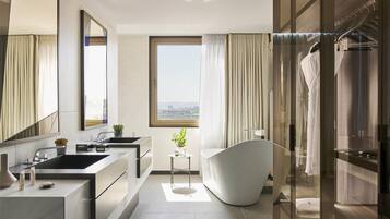 Eco-friendly toiletries, hair dryer, bathrobes, slippers
