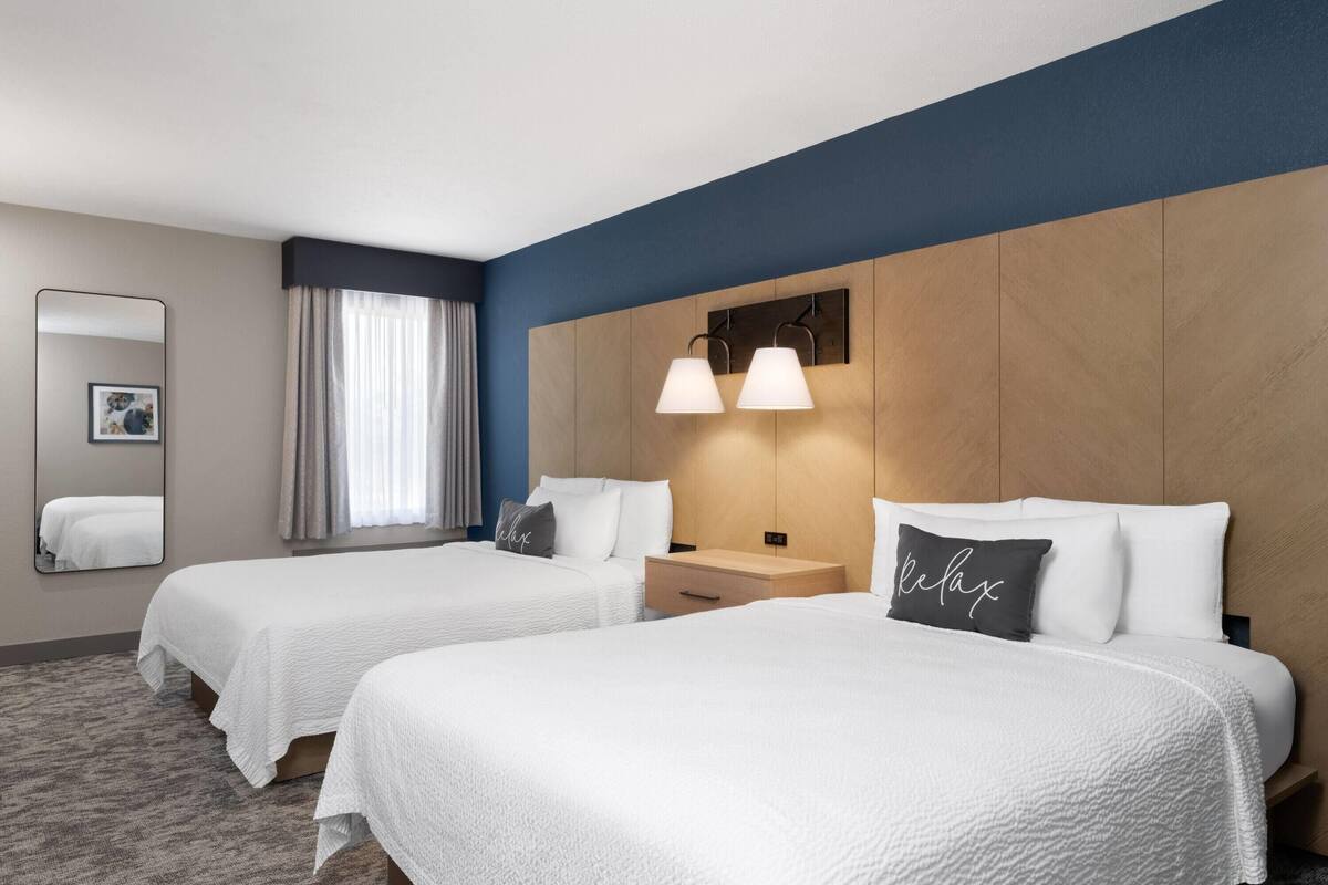 Room, 2 Queen Beds, Non Smoking | Premium bedding, desk, laptop workspace, iron/ironing board