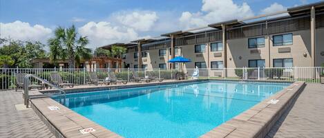 Outdoor pool, sun loungers