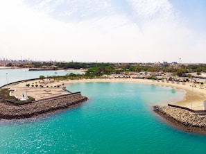 Private beach, free beach cabanas, sun-loungers, beach umbrellas