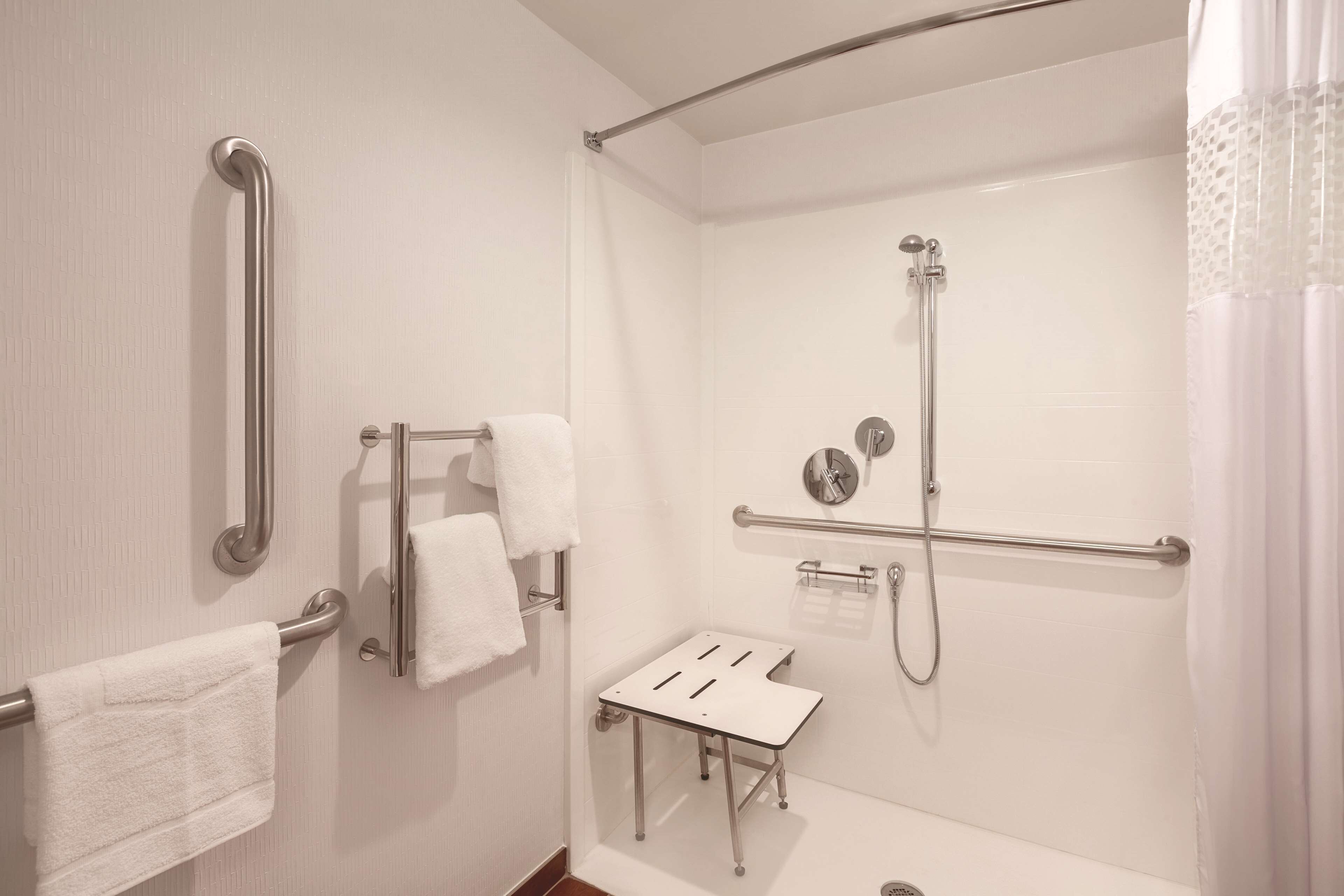 room, accessible, non smoking (roll-in shower) | bathroom | free toiletries, hair dryer, towels