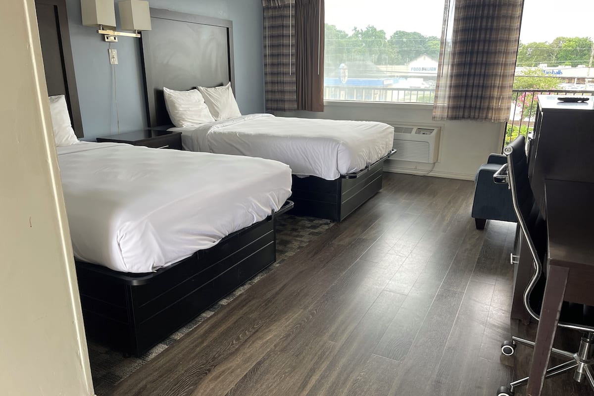 Deluxe Room, 2 Double Beds, Smoking, Refrigerator & Microwave | Iron/ironing board, WiFi (free), alarm clocks, bed sheets