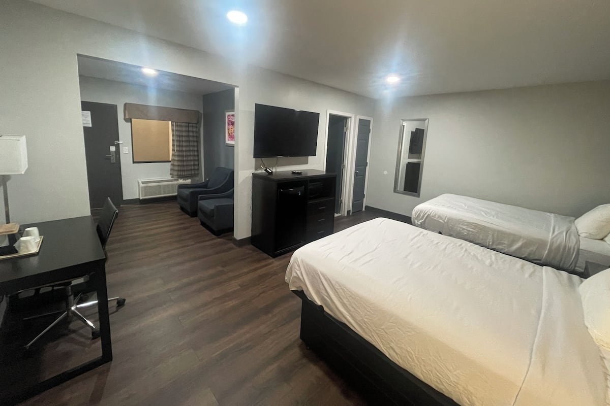 Standard Suite, 2 Double Beds, Non Smoking, Refrigerator & Microwave | Iron/ironing board, WiFi (free), alarm clocks, bed sheets