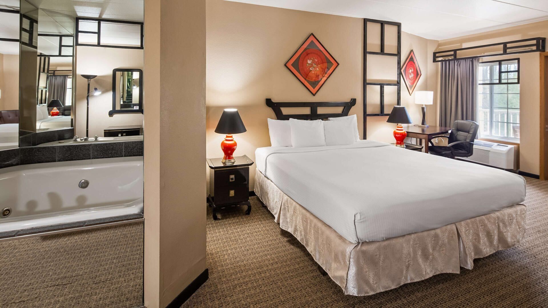 Blackout drapes, iron/ironing board, rollaway beds, free WiFi