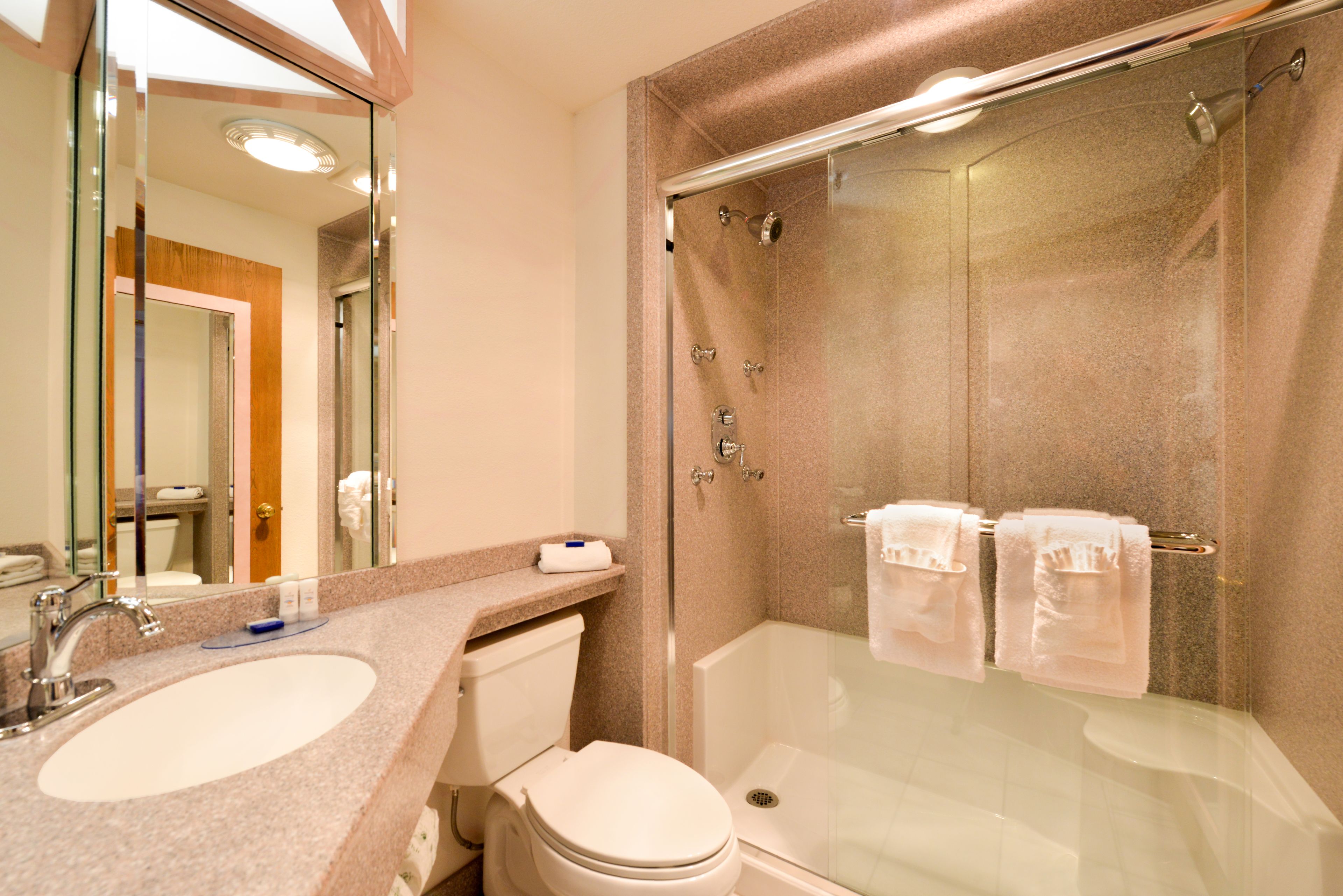 free toiletries, hair dryer, towels