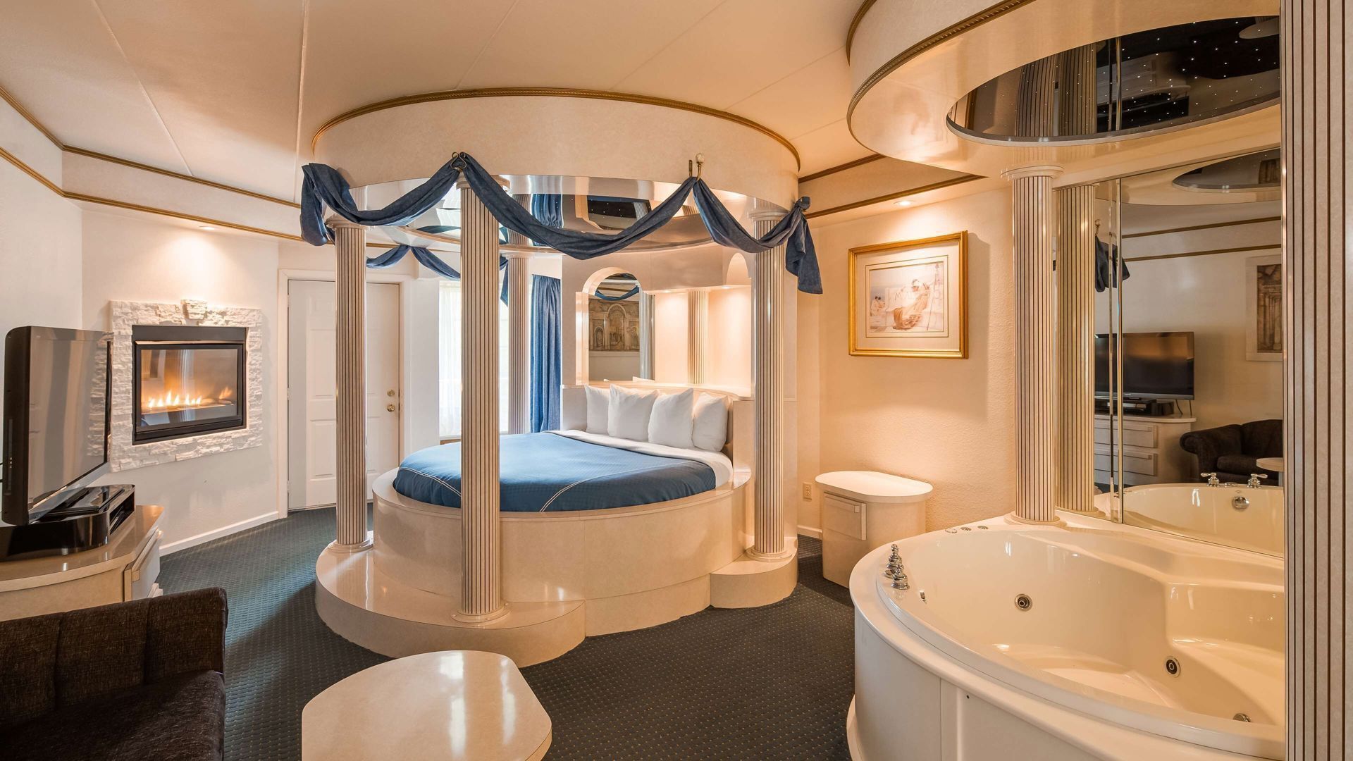 Blackout drapes, iron/ironing board, rollaway beds, free WiFi